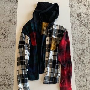 Multi plaid button up jacket